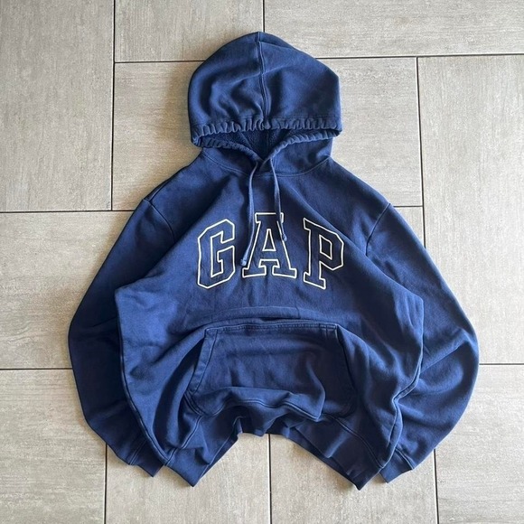 GAP Other - Gap Arch Logo Hoodie Navy Blue Fleece Pullover Sweatshirt Size L